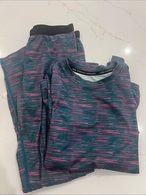 Kids Terramar Base Layer Set — Teal & Pink Size Small (REI)